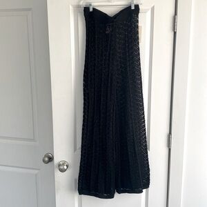 Black Crochet Pantaloons Swim Coverup Adjustable Stretch Boho Beach Festival | L